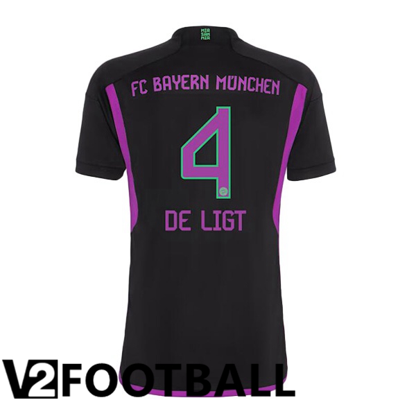 Bayern Munich de Ligt 4 Away Soccer Shirt Black 2023/2024