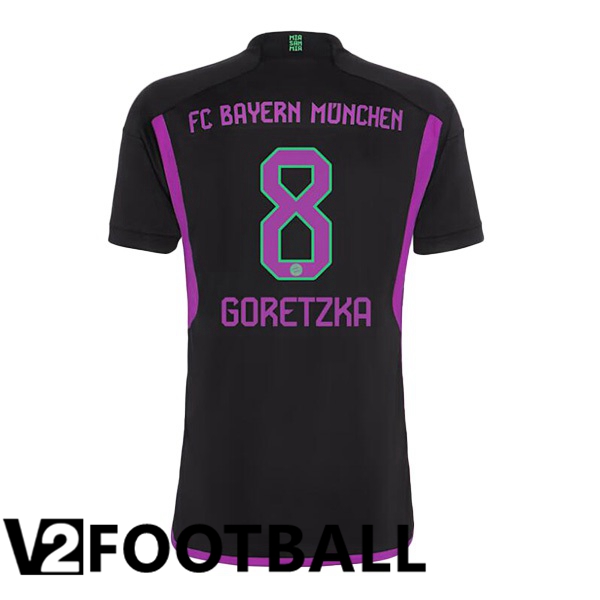 Bayern Munich Goretzka 8 Away Soccer Shirt Black 2023/2024