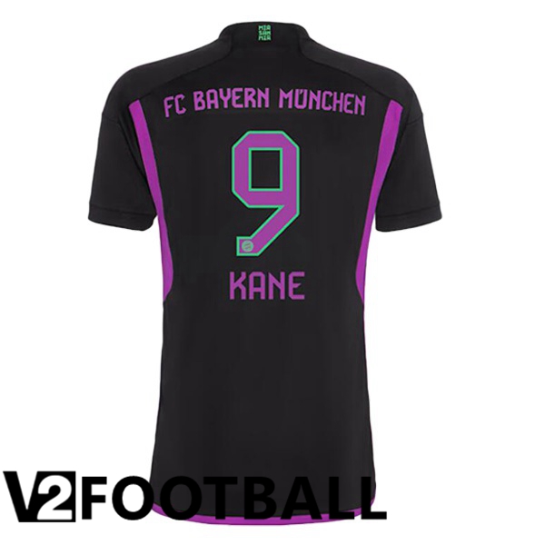 Bayern Munich Kane 9 Away Soccer Shirt Black 2023/2024