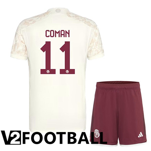 Bayern Munich Coman 11 Kids Third Soccer Shirt Yellow 2023/2024