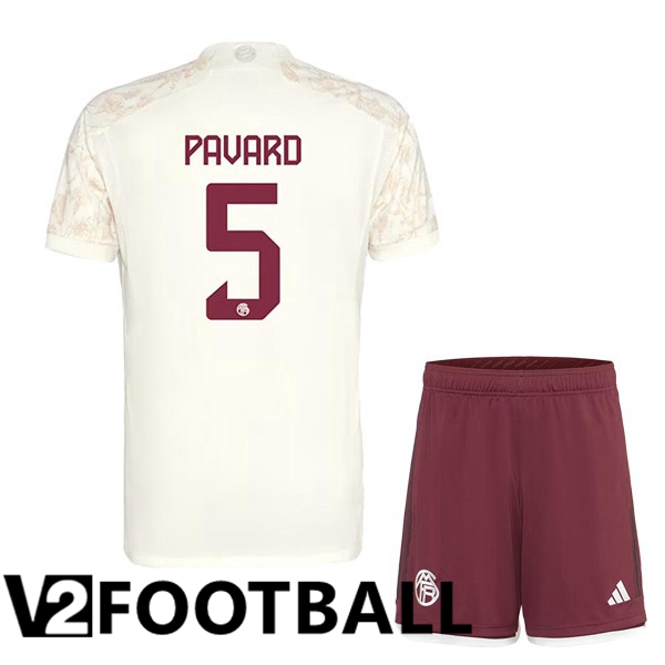 Bayern Munich Pavard 5 Kids Third Soccer Shirt Yellow 2023/2024