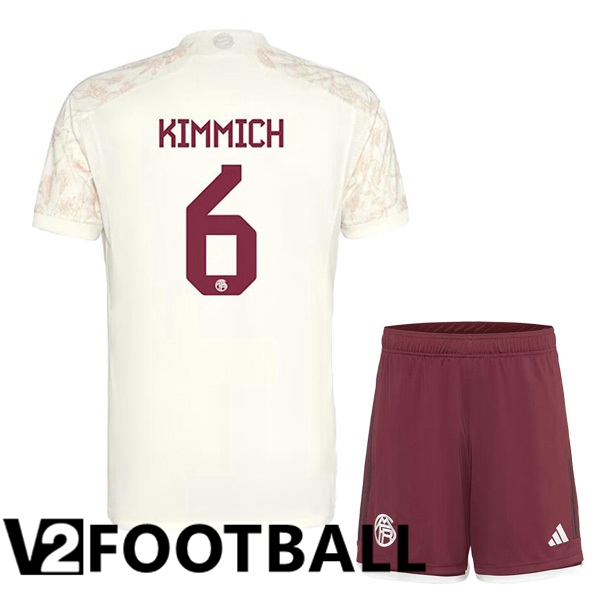 Bayern Munich Kimmich 6 Kids Third Soccer Shirt Yellow 2023/2024