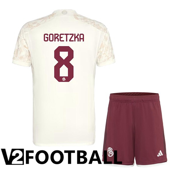 Bayern Munich Goretzka 8 Kids Third Soccer Shirt Yellow 2023/2024