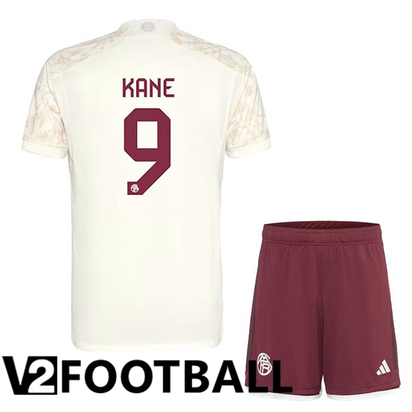Bayern Munich Kane 9 Kids Third Soccer Shirt Yellow 2023/2024