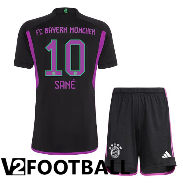 Bayern Munich Sané 10 Kids Away Soccer Shirt Black 2023/2024