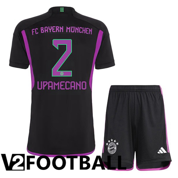 Bayern Munich Upamecano 2 Kids Away Soccer Shirt Black 2023/2024