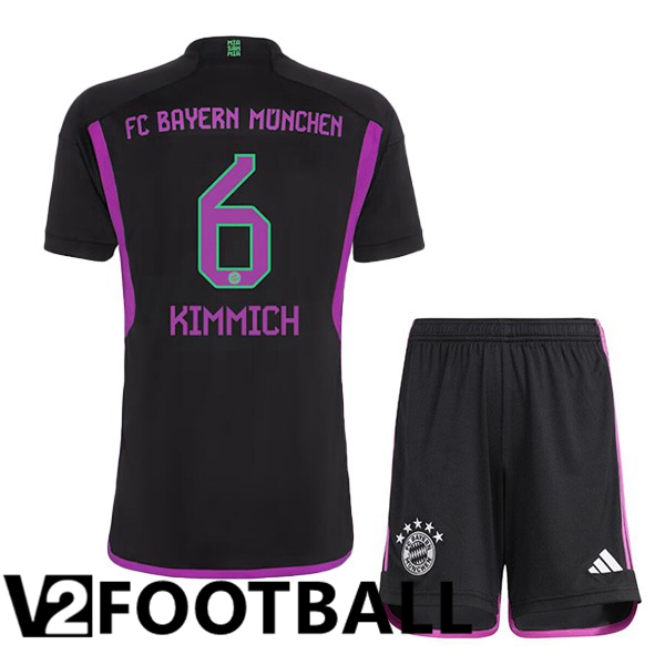 Bayern Munich Kimmich 6 Kids Away Soccer Shirt Black 2023/2024