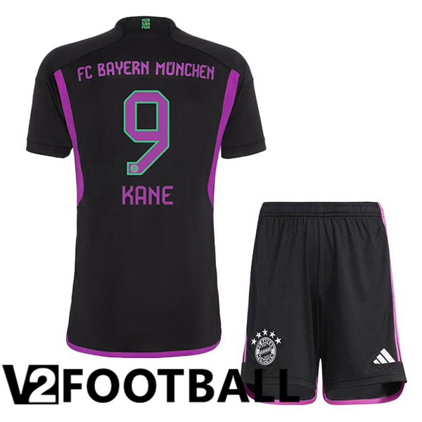 Bayern Munich Kane 9 Kids Away Soccer Shirt Black 2023/2024