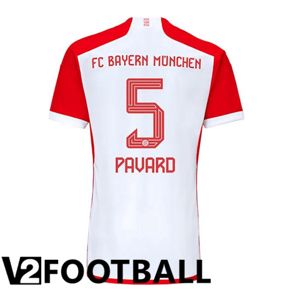 Bayern Munich Pavard 5 Home Soccer Shirt White Red 2023/2024