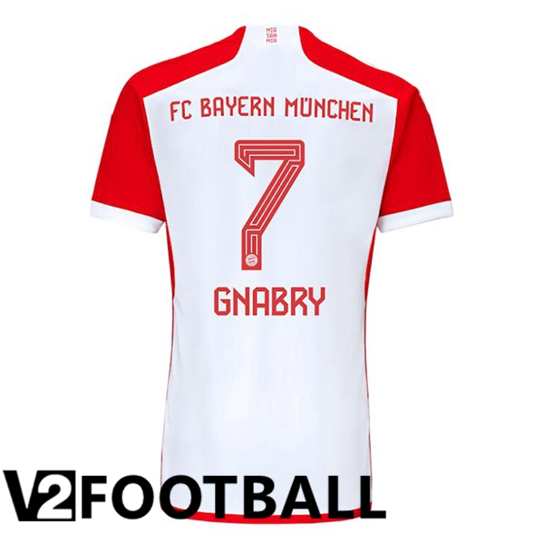 Bayern Munich Gnabry 7 Home Soccer Shirt White Red 2023/2024