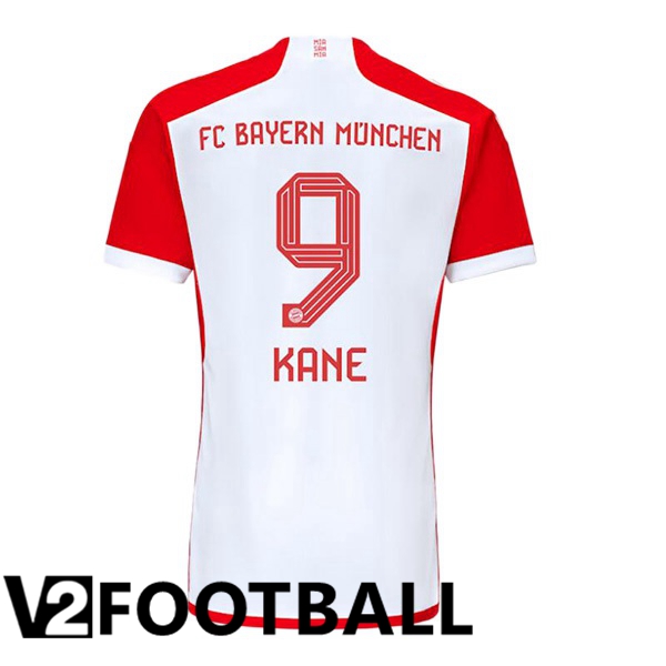 Bayern Munich Kane 9 Home Soccer Shirt White Red 2023/2024