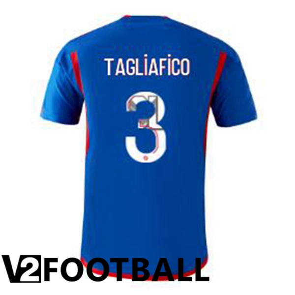 Lyon OL TAGLIAFICO 3 Away Soccer Shirt Blue 2023/2024