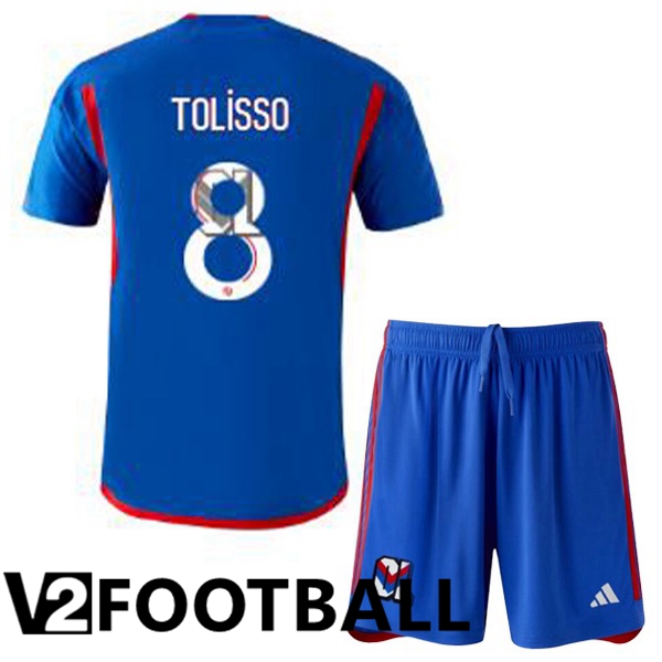 Lyon OL TOLISSO 8 Kids Away Soccer Shirt Blue 2023/2024