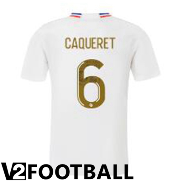 Lyon OL CAQUERET 6 Home Soccer Shirt White 2023/2024