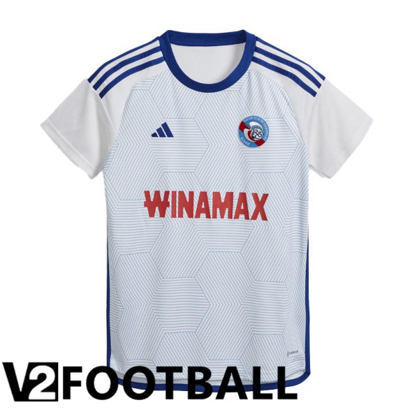 RC Strasbourg Alsace Away Soccer Shirt White 2023/2024