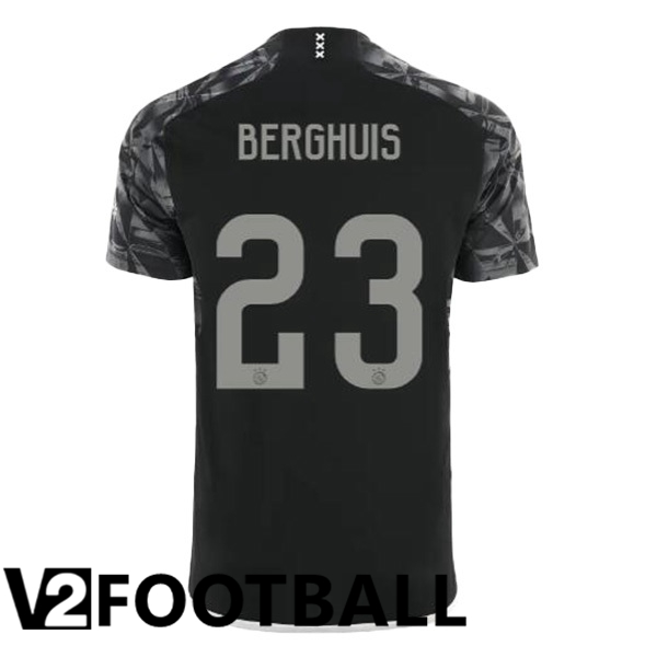 AFC Ajax Berghuis 23 Third Soccer Shirt Black 2023/2024