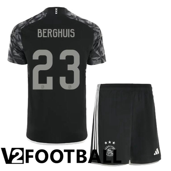 AFC Ajax Berghuis 23 Kids Third Soccer Shirt Black 2023/2024