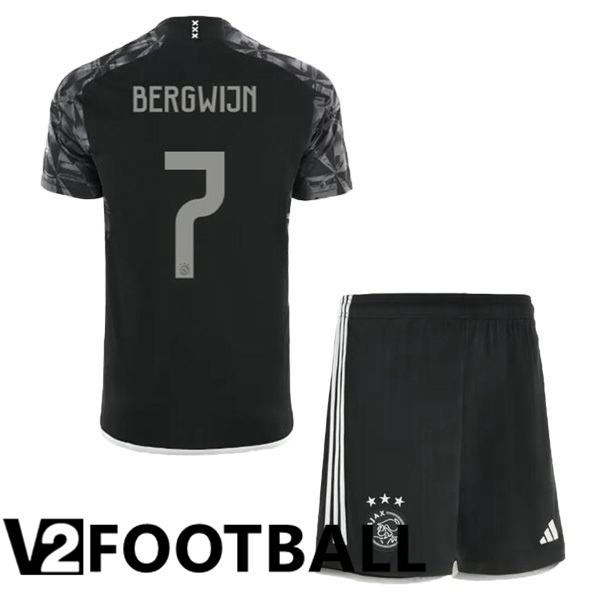 AFC Ajax Bergwijn 7 Kids Third Soccer Shirt Black 2023/2024
