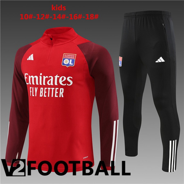 Lyon OL Kids Training Tracksuit Suit Red 2023/2024