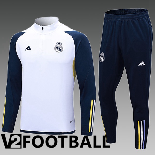 Real Madrid Kids Training Tracksuit Suit White 2023/2024