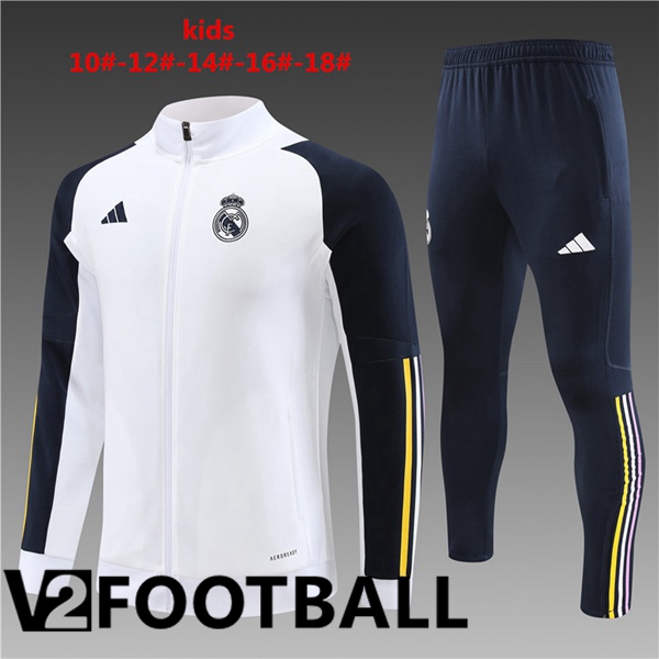 Real Madrid Kids Training Tracksuit Suit - Jacket White 2023/2024