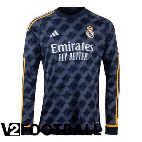 Real Madrid Away Soccer Shirt Long sleeve Blue Royal 2023/2024