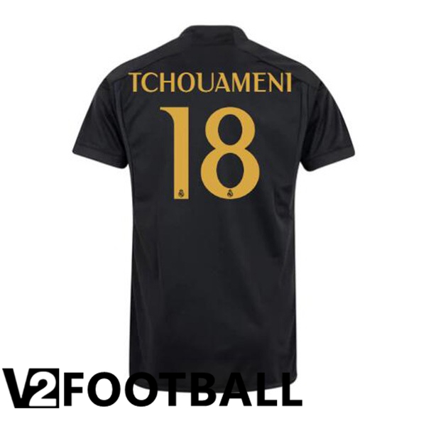 Real Madrid Tchouameni 18 Third Soccer Shirt Black 2023/2024