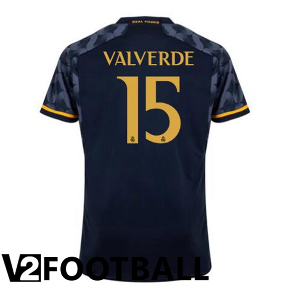 Real Madrid Valverde 15 Away Soccer Shirt Blue Royal 2023/2024