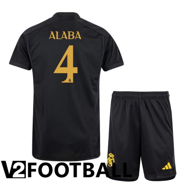 Real Madrid Alaba 4 Kids Third Soccer Shirt Black 2023/2024