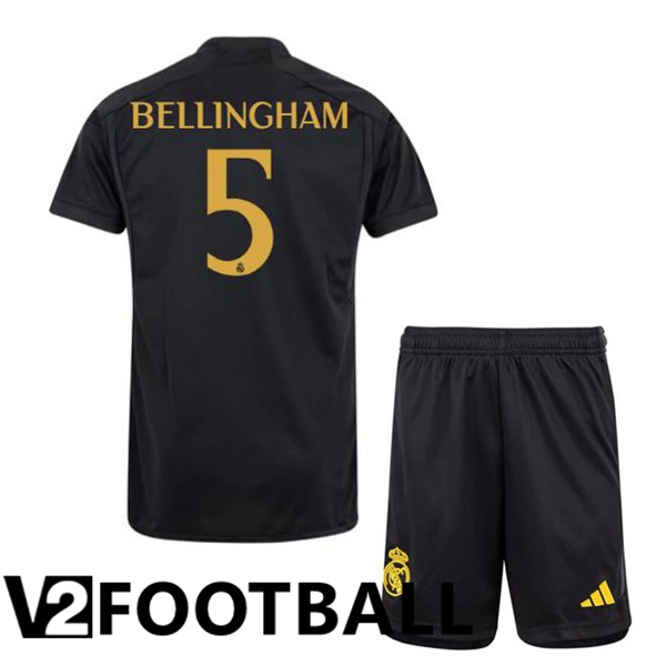 Real Madrid Bellingham 5 Kids Third Soccer Shirt Black 2023/2024