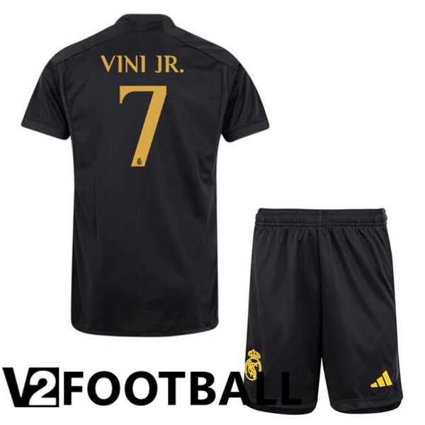 Real Madrid Vini Jr. 7 Kids Third Soccer Shirt Black 2023/2024