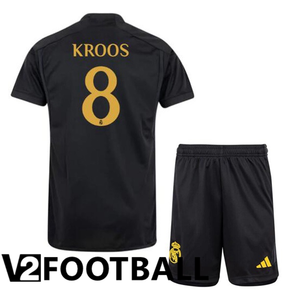 Real Madrid Kroos 8 Kids Third Soccer Shirt Black 2023/2024