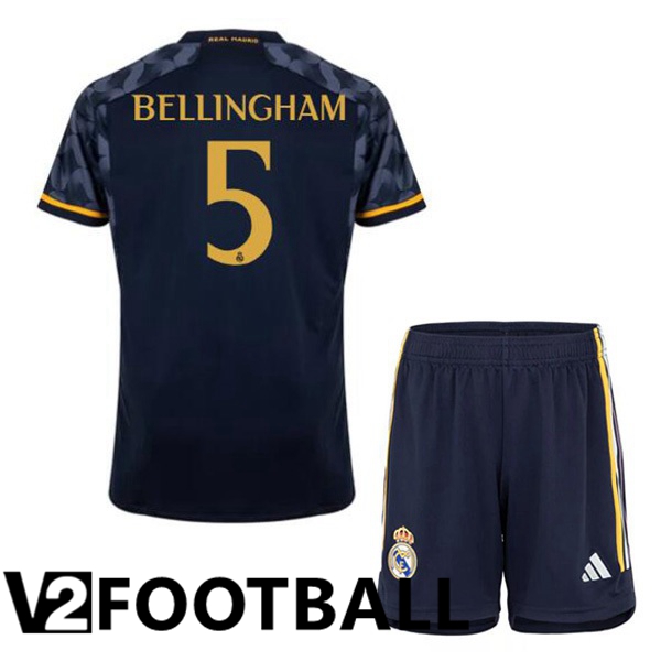 Real Madrid Bellingham 5 Kids Away Soccer Shirt Blue Royal 2023/2024