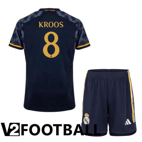 Real Madrid Kroos 8 Kids Away Soccer Shirt Blue Royal 2023/2024
