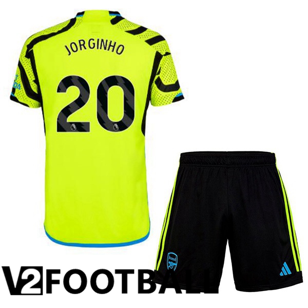 Arsenal JORGINHO 20 Kids Away Soccer Shirt Green 2023/2024