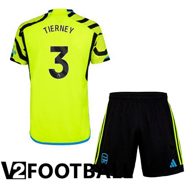 Arsenal TIERNEY 3 Kids Away Soccer Shirt Green 2023/2024