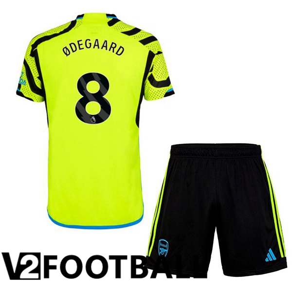 Arsenal ØDEGAARD 8 Kids Away Soccer Shirt Green 2023/2024