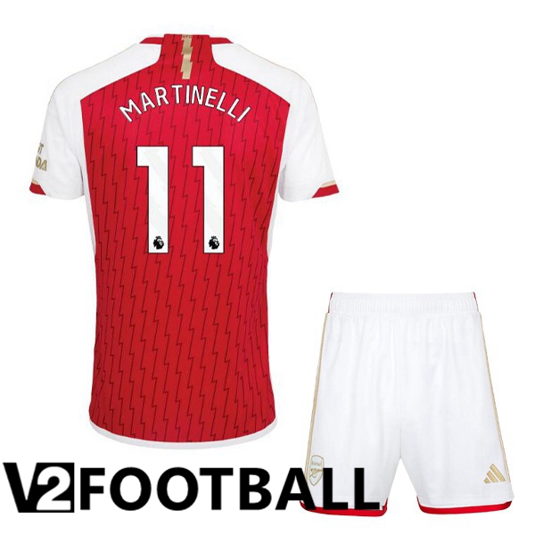 Arsenal MARTINELLI 11 Kids Home Soccer Shirt Red White 2023/2024