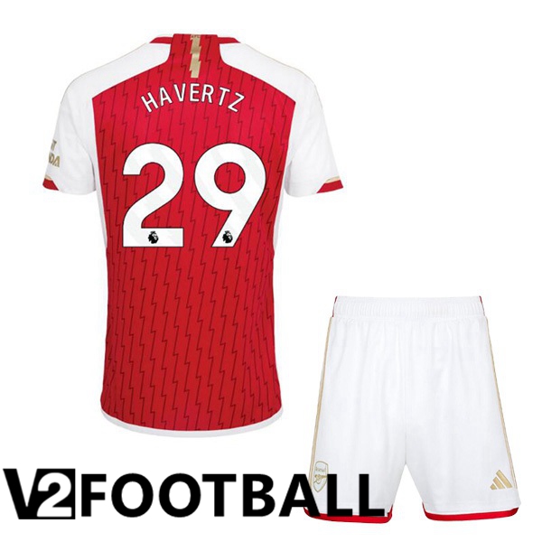 Arsenal HAGreenZ 29 Kids Home Soccer Shirt Red White 2023/2024