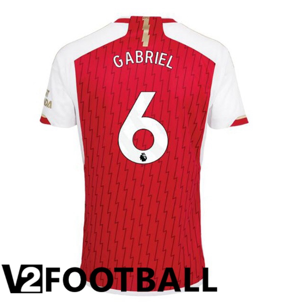 Arsenal GABRIEL 6 Home Soccer Shirt Red White 2023/2024