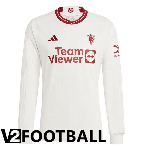 Manchester United Third Soccer Shirt Long sleeve White 2023/2024