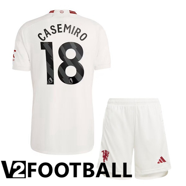Manchester United Casemiro 18 Kids Third Soccer Shirt White 2023/2024