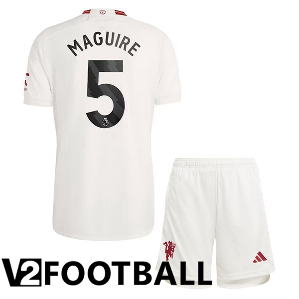 Manchester United Maguire 5 Kids Third Soccer Shirt White 2023/2024