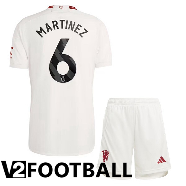 Manchester United Martinez 6 Kids Third Soccer Shirt White 2023/2024