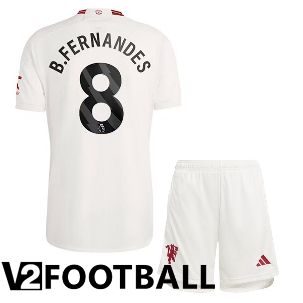 Manchester United B.Fernandes 8 Kids Third Soccer Shirt White 2023/2024