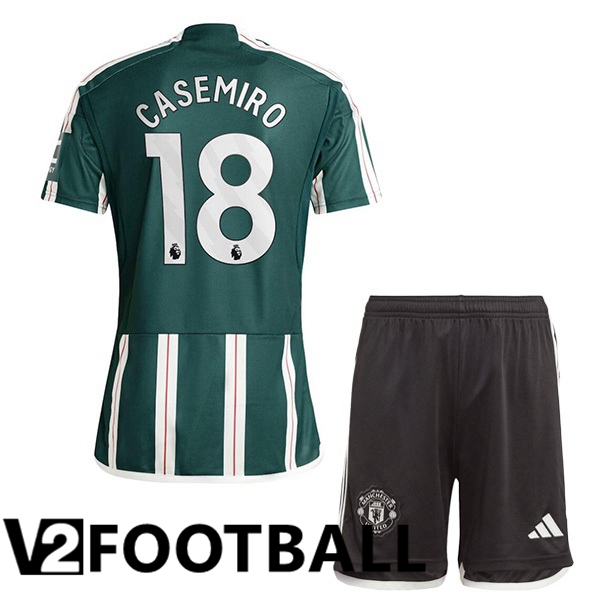 Manchester United Casemiro 18 Kids Away Soccer Shirt Green 2023/2024