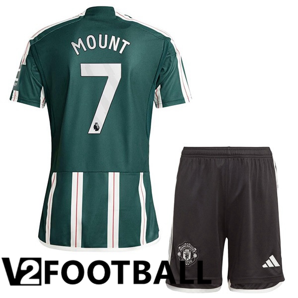 Manchester United Mount 7 Kids Away Soccer Shirt Green 2023/2024