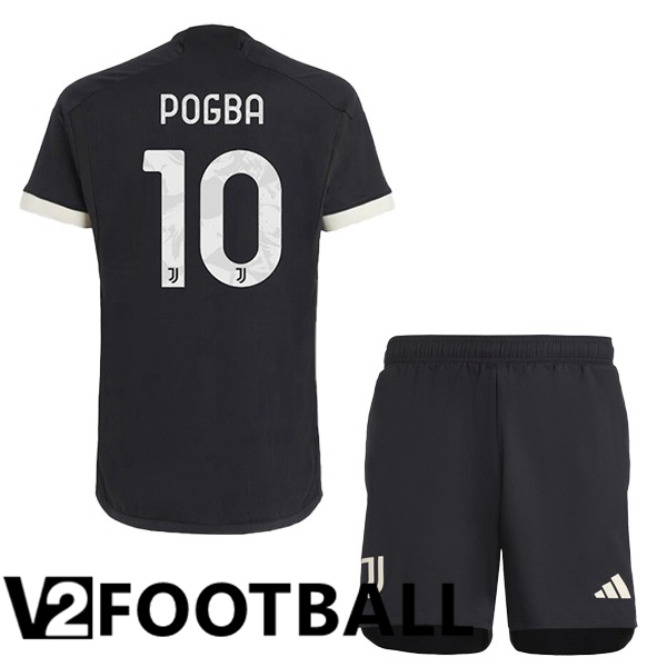 Juventus POGBA 10 Kids Juventus Third Soccer Shirt Black 2023/2024