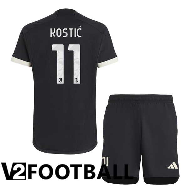 Juventus KOSTIĆ 11 Kids Juventus Third Soccer Shirt Black 2023/2024