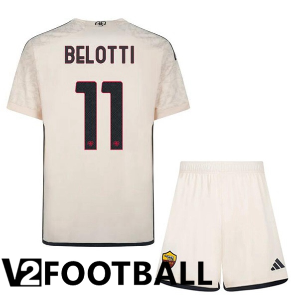 AS Roma BELOTTI 11 Kids Kids Away Soccer Shirt Yellow 2023/2024